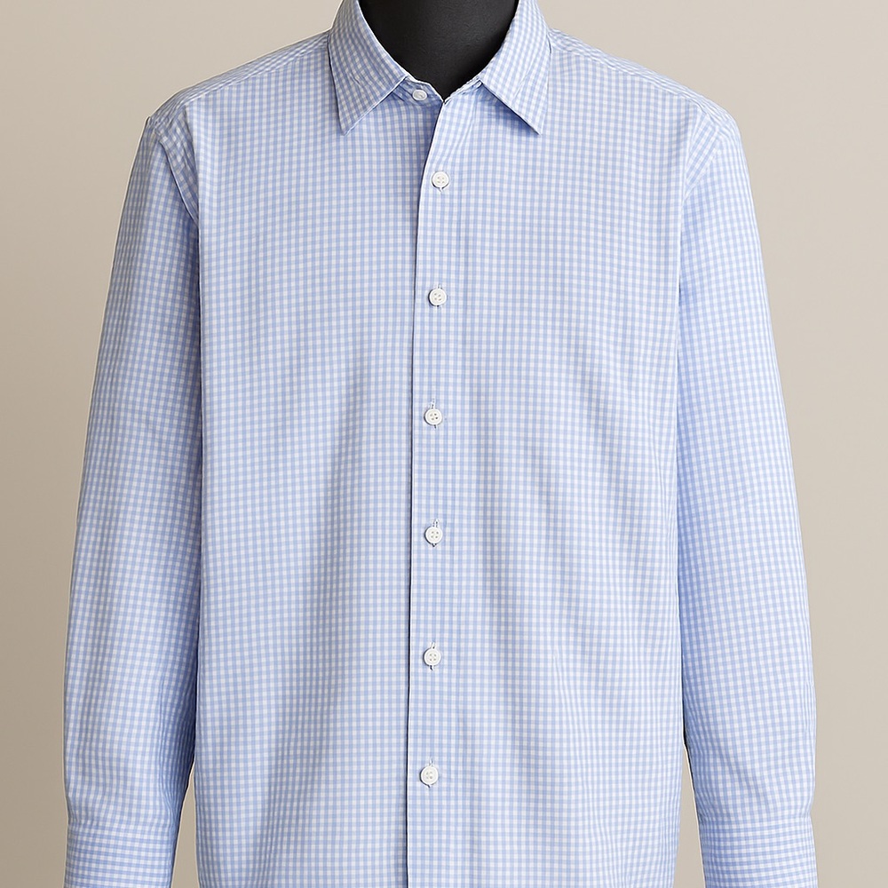 Roundtree & Yorke Blue Checkered Dress Shirt
